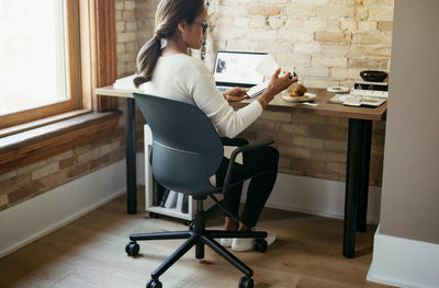 Maari Upholstered Chair with 5-Star Base in lifestyle shot