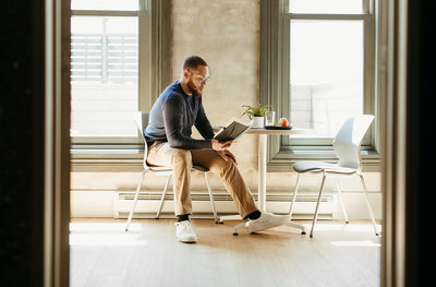 Maari Chair 4-Leg Base with Upholstered Seat in lifestyle shot