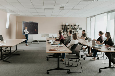 Jive T-Base Flip Table in lifestyle shot