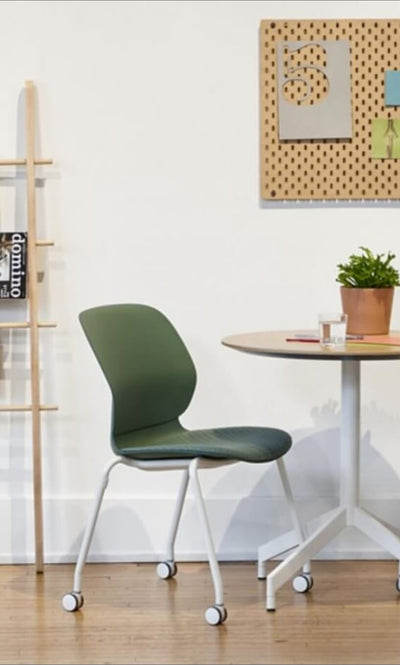 Maari Chair 4-Leg Base with Upholstered Seat in lifestyle shot