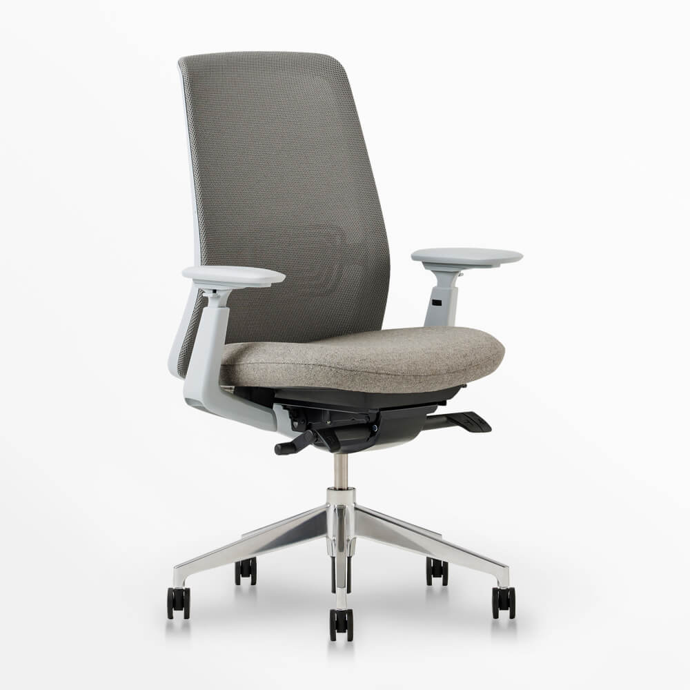 Soji Office Chair with mesh back and padded seat, designed for comfort and ergonomic support in workspaces.
