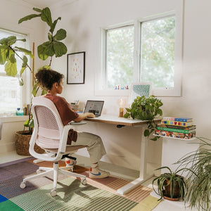 Upside Sit-to-Stand Desk in lifestyle shot