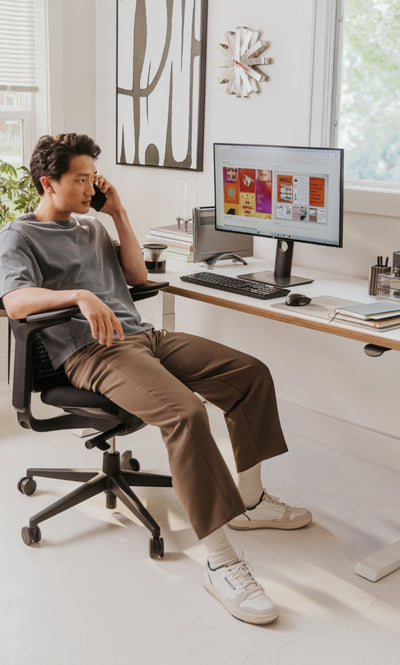 Upside Sit-to-Stand Desk in lifestyle shot