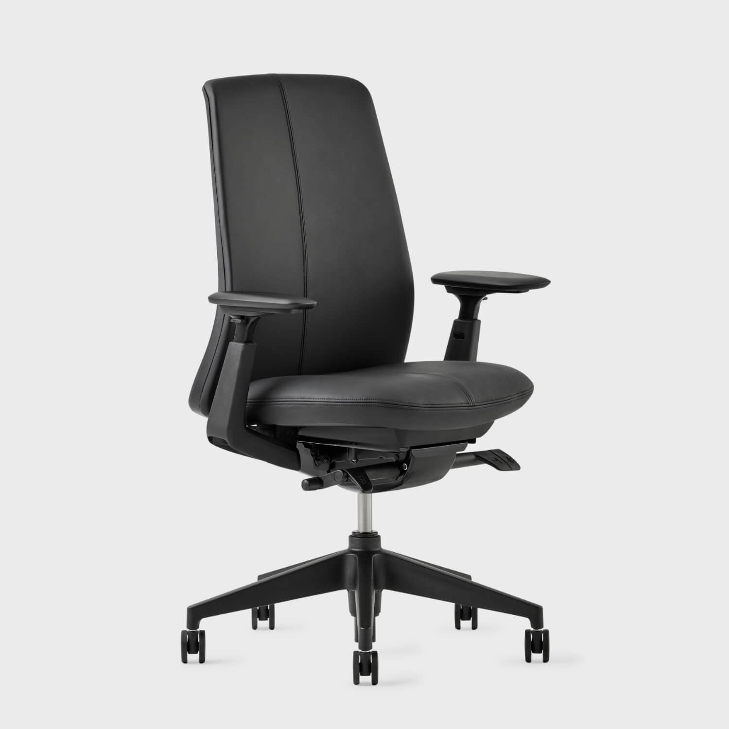 Soji Leather Office Chair featuring sleek design and adjustable armrests for ergonomic comfort in any workspace.