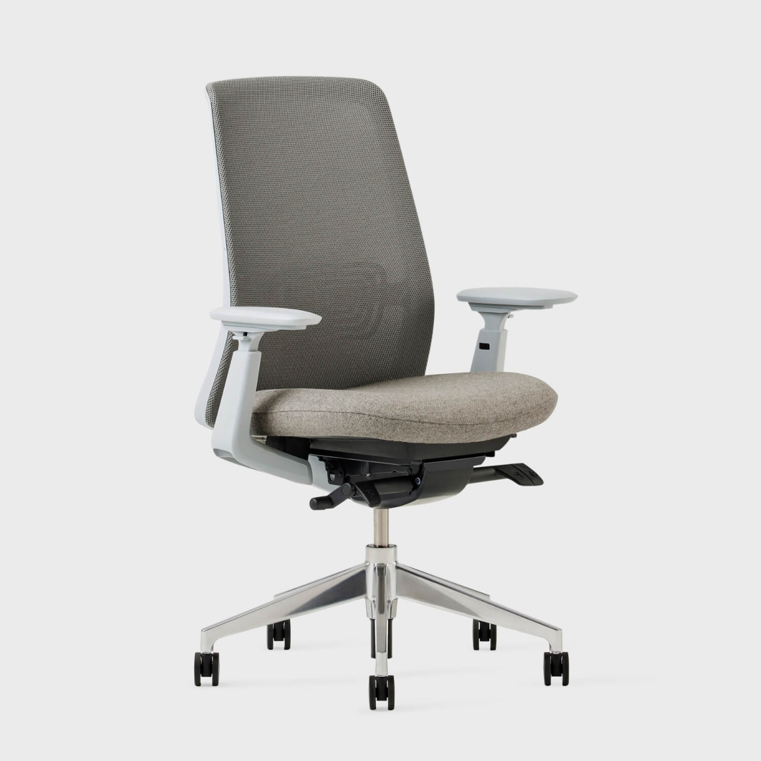 Soji Office Chair featuring a modern mesh back, cushioned seat, and adjustable armrests, ideal for home or office use.